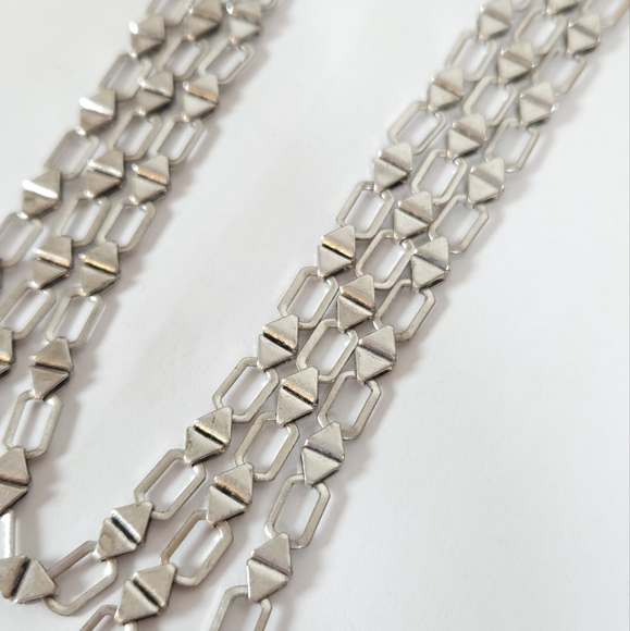 Lucky Brand Silver Geometric Linked Multi Strand Necklace Statement Necklace - Picture 4 of 12